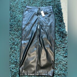 Brand New Faux leather moto maxi skirt